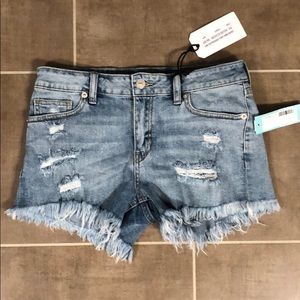 *NWT* Just USA Distressed Light Denim Shorts